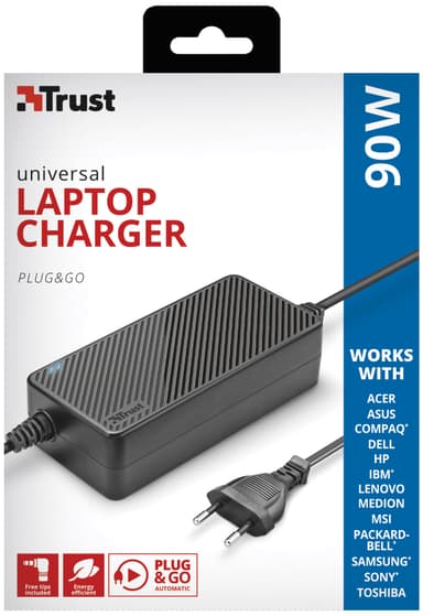 Trust Plug&Go universaali laturi kannettaville 90 W
