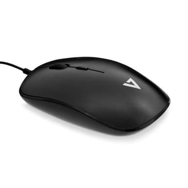 V7 MU200-1E, Molempikätinen, Optinen, USB A-tyyppi, 1600 DPI, Musta