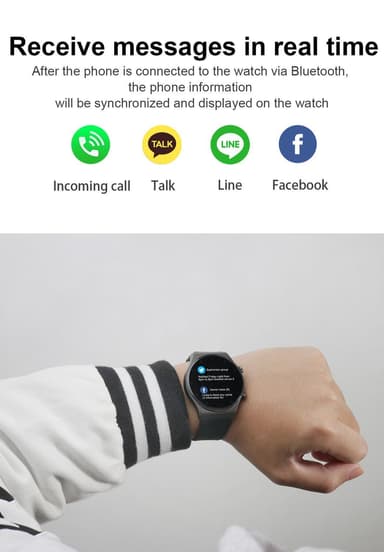 Älykello Bluetoothilla, syke ja verenpainemittari Musta - Nopeat toimitukset