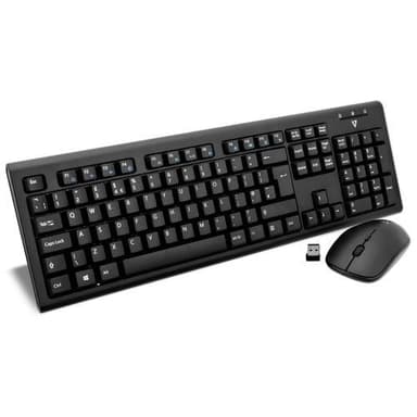 V7 CKW200, Vakio, Langaton, Langaton RF, QWERTY, Musta, Sisältää hiiren
