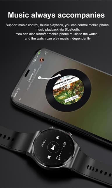 Älykello Bluetoothilla, syke ja verenpainemittari Musta - Nopeat toimitukset