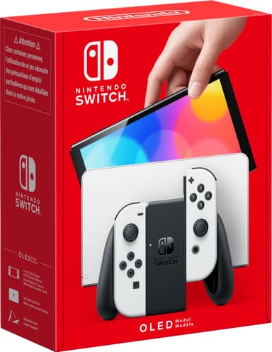 Nintendo Switch OLED pelikonsoli + valkoiset Joy-Con ohjaimet