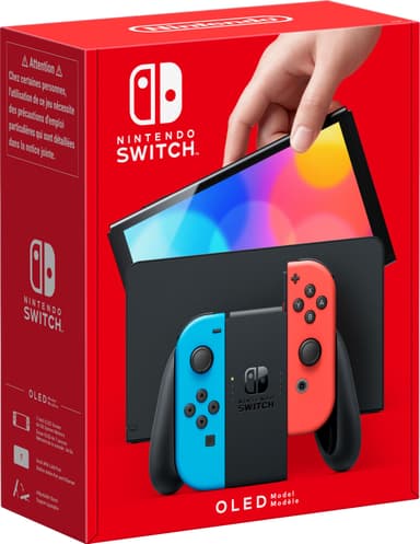 Nintendo Switch OLED pelikonsoli + neonväriset Joy-Con ohjaimet