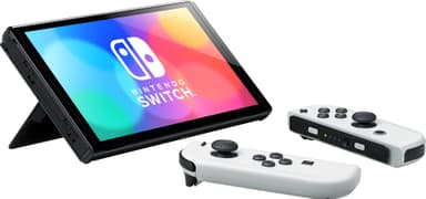 Nintendo Switch OLED pelikonsoli + valkoiset Joy-Con ohjaimet