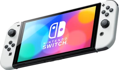 Nintendo Switch OLED pelikonsoli + valkoiset Joy-Con ohjaimet