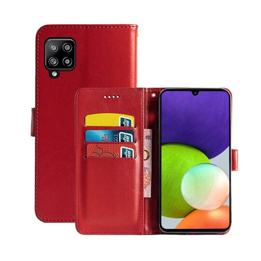 Lompakkokotelo 3-kortti Samsung Galaxy A22 4G  - punainen