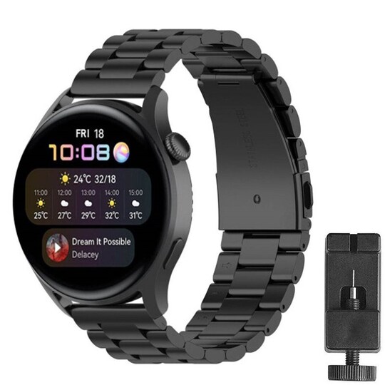 Rannekoru ruostumatonta terästä Huawei Watch 3 Pro - Musta