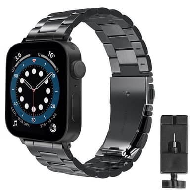 Rannekoru ruostumatonta terästä Apple Watch 7 (44mm) - musta