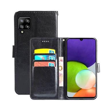 Lompakkokotelo 3-kortti Samsung Galaxy A22 4G  - musta