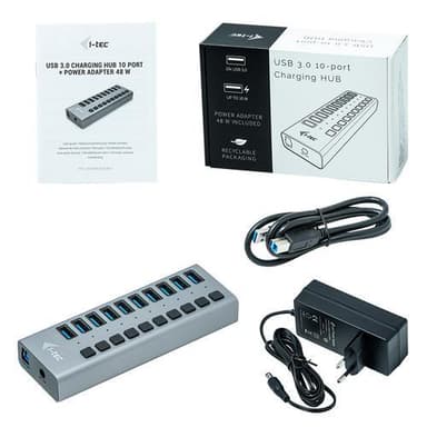 i-tec U3CHARGEHUB10, Sisätila, AC, Harmaa