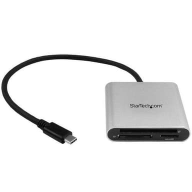 StarTech.com FCREADU3C, CF, MMC, MicroSD (TransFlash), MicroSDHC, MicroSDXC, SD, SDHC, SDXC, Musta, Hopea, 5000 Mbit/s, Alumiini, Muovi, CE, FCC, RoHS, USB 3.2 Gen 1 (3.1 Gen 1) Type-C