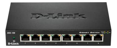 D-Link DGS-108 8-porttinen kytkin, Gigabit, ei-hallittava, musta