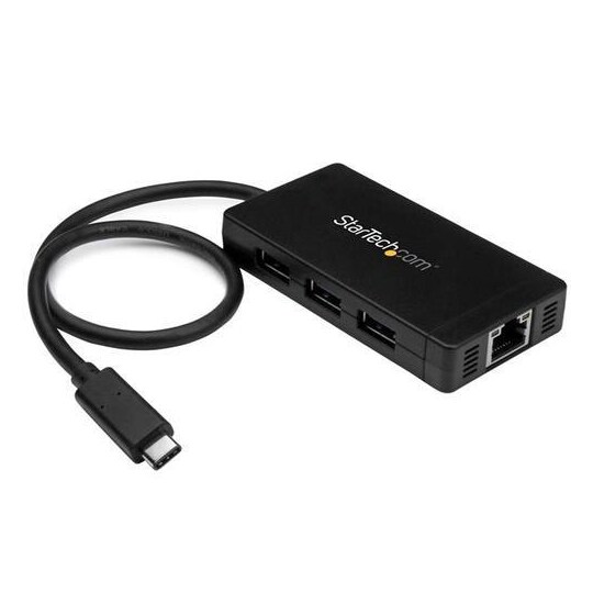 StarTech.com HB30C3A1GE, Langallinen, USB, Ethernet, 1000 Mbit/s, Musta