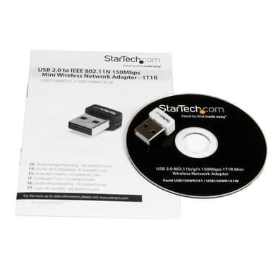 StarTech.com USB150WN1X1W, Langaton, USB, WLAN, Wi-Fi 4 (802.11n), 150 Mbit/s, Valkoinen