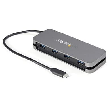 StarTech.com HB30CM4AB, USB 3.2 Gen 1 (3.1 Gen 1) Type-C, USB 3.2 Gen 1 (3.1 Gen 1) Type-A, 5000 Mbit/s, Musta, Harmaa, Muovi, 0,28 m