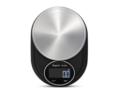 Digitaalinen keittiövaaka 2kg / 0.1g Ruostumaton teräs Musta / hopea