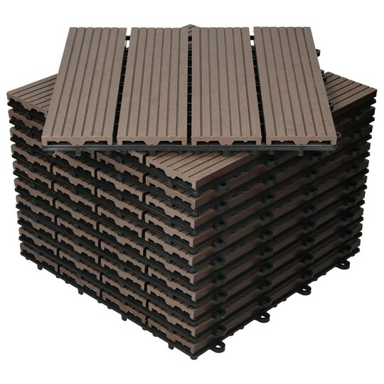 ECD Germany WPC-terassilaatat 30x30 cm 44-osainen 4m ² tummanruskea puinen