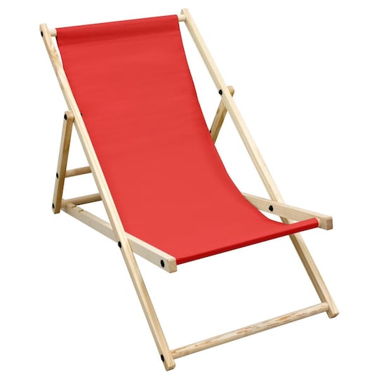 ECD Germany puinen kokoontaitettava kansituoli - 3 makuuasentoa - enintään 120 kg - punainen - aurinkotuoli puutarhatuoli rentoutua lepotuoli rantatuo