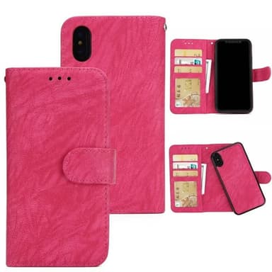 Lompakkokotelo Retro 2i1 Apple iPhone X / Xs  - pinkki