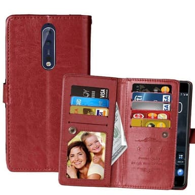 Lompakkotelo Flexi 9-kortti Nokia 8 (TA-1004)  - ruskea