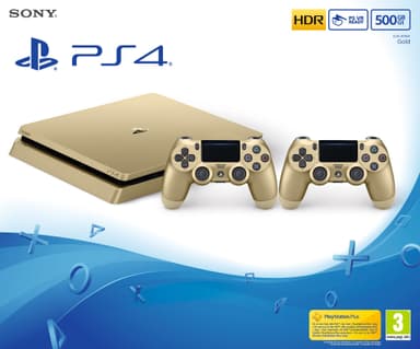 PlayStation 4 Slim 500 GB + 2x DualShock (kulta)