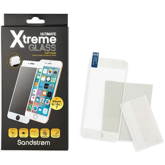 Sandstrøm Curved Glass iPhone 6/6S/7 näytönsuoja (valkoinen)
