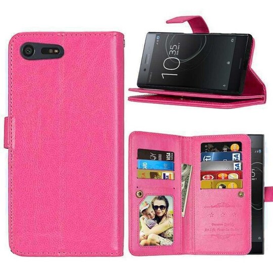 Lompakkotelo Flexi 9-kortti Sony Xperia XZ Premium (G8141)  - pinkki
