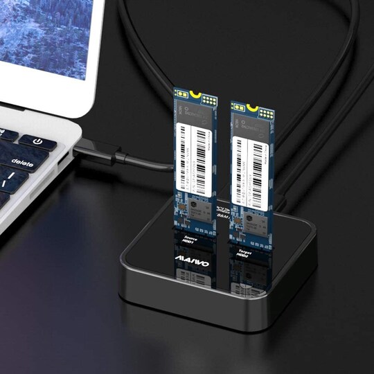 Maiwo K3016P-telakointiasema kiintolevyn kloonaukseen, NVMe SSD 1:1, 10 Gb/s, M-Key ja B+M Key