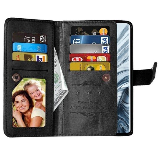 Lompakkotelo Flexi 9-kortti Xiaomi Mi Note 10  - musta