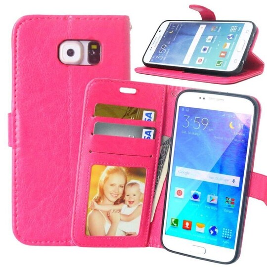 Lompakkokotelo 3-kortti Samsung Galaxy S6 (SM-G920F)  - pinkki