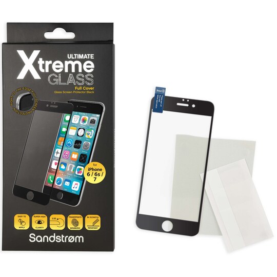 Sandstrøm Curved Glass iPhone 6/6S/7 näytönsuoja (musta)