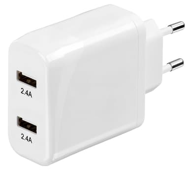 Sandstrøm matkalaturi 2 x USB 4.8A (valkoinen)