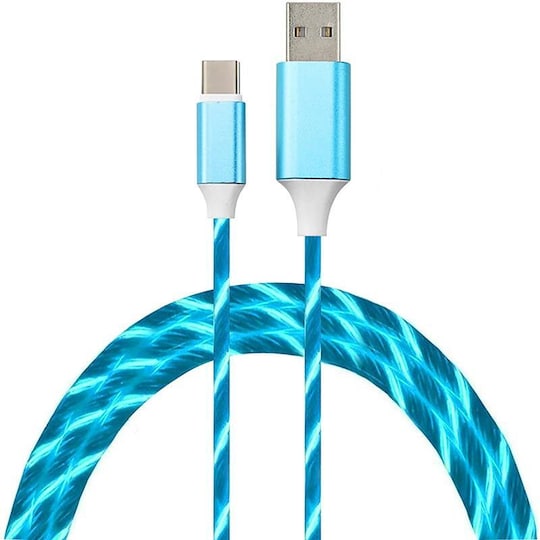 USB-C - USB-latauskaapeli, LED sininen 1 metri
