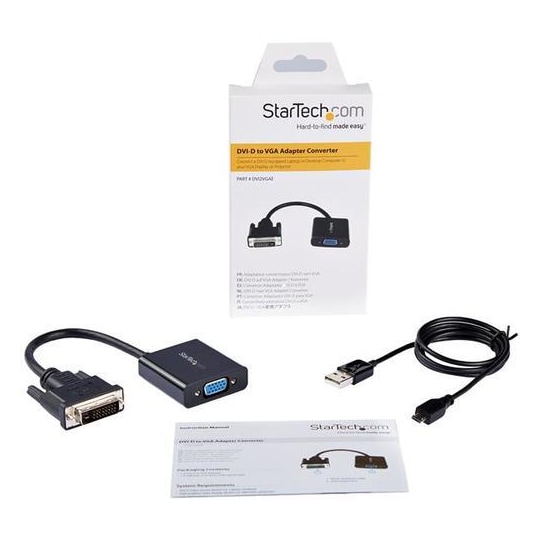 StarTech.com DVI2VGAE, 0,19 m, 1920 x 1080 pikseliä, 720p,1080p, Musta, Aktiivinen videomuunnin, CE