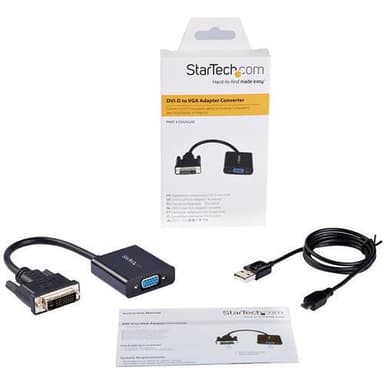 StarTech.com DVI2VGAE, 0,19 m, 1920 x 1080 pikseliä, 720p,1080p, Musta, Aktiivinen videomuunnin, CE