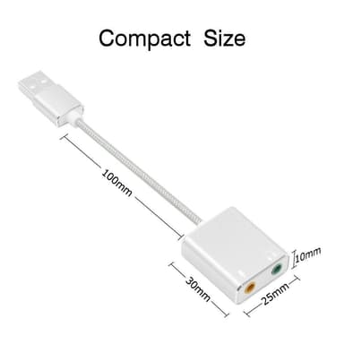 USB-äänisovitin Ulkoinen stereoäänikortti 3,5 mm kuuloke- ja mikrofoniliitäntä