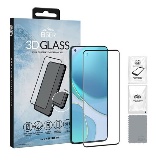 Eiger Temperoitu Näytönsuoja 3D OnePlus 8T Kirkas/musta