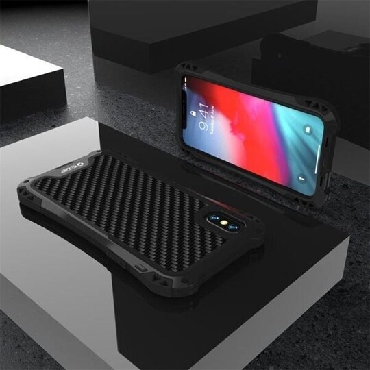 Metallisuoja iskuilta, pölyltä ja vedeltä iPhone XS Max Musta
