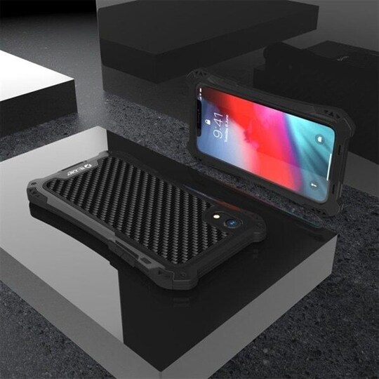 Metallisuoja iskuilta, pölyltä ja vedeltä iPhone XR Musta