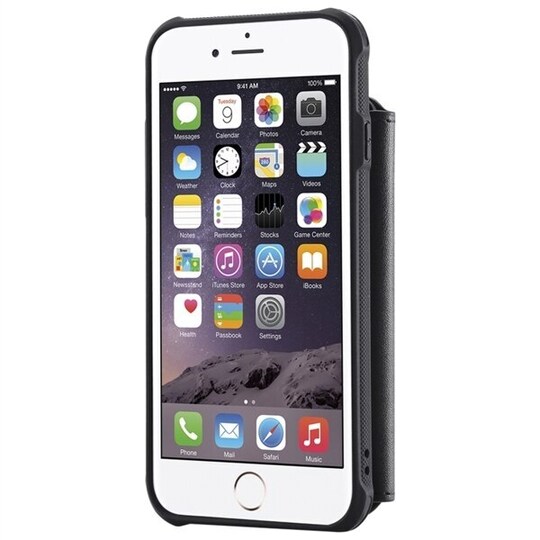 Shockproof Lompakkokotelo telineellä & kolikkotaskulla iPhone 6, Musta
