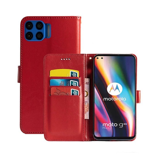Lompakkokotelo 3-kortti Motorola Moto G 5G Plus  - punainen