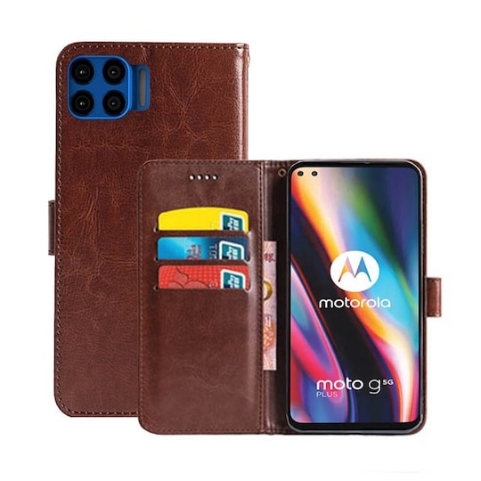 Lompakkokotelo 3-kortti Motorola Moto G 5G Plus  - ruskea
