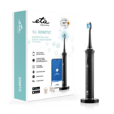 ETA Hammasharja Sonetic Smart ETA770790000 Ladattava, Aikuisille, Mukana olevien harjaspäiden lukumäärä 3, Hampaiden harjaustilat 5, Sonic -tekniikka, Musta