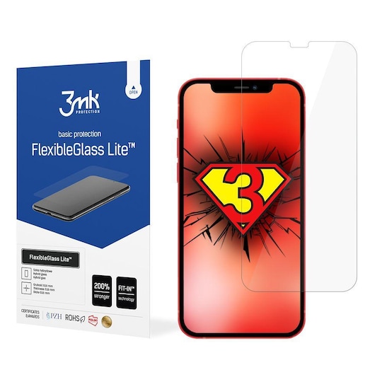 3MK FlexibleGlass Lite Apple, iPhone 12/12 Pro, Hybrid Glass, Läpinäkyvä, Kirkas Näytönsuoja
