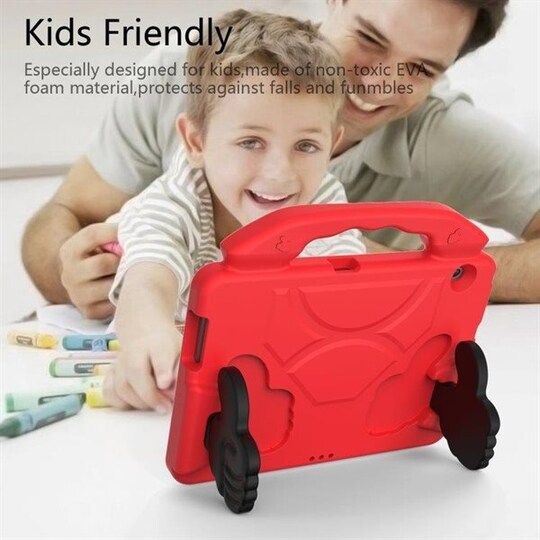 Iskunkestävä kotelo lapsille telineellä ja kahvalla Huawei MediaPad T5 10.1, Punainen