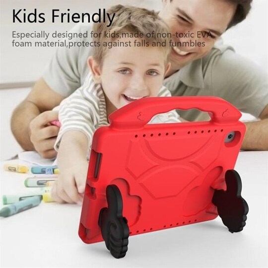 Iskunkestävä kotelo lapsille telineellä ja kahvalla Huawei MediaPad M6 10.8, Punainen