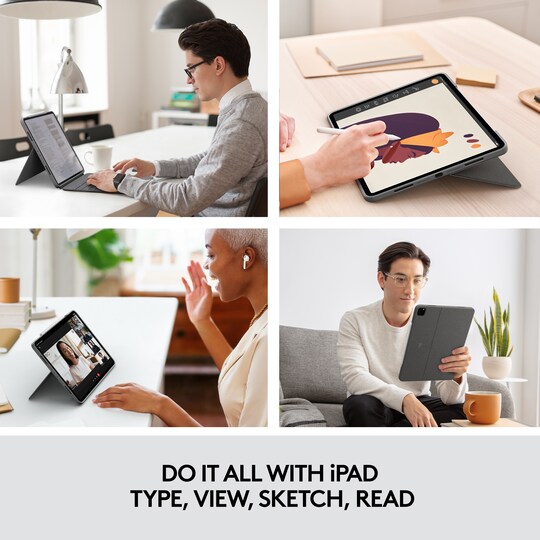 Logitech Combo Touch iPad Pro 12,9 suojakuori näppäimistöllä (harmaa)