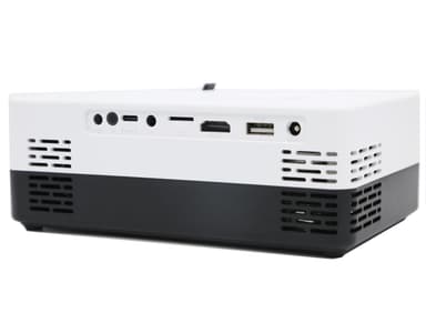 Miniprojektori kaukosäätimellä, ääni- ja HDMI-kaapeli Valkoinen / musta