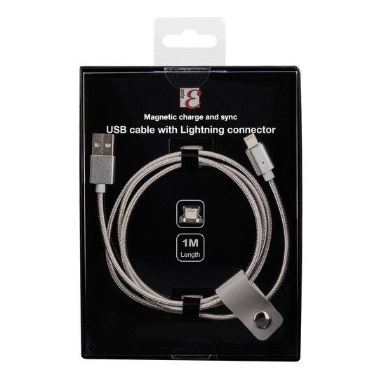 EPZI-magneettinen USB-synkronointi- / laturikaapeli, LightningConnector, USB 2.0.1m, hopea