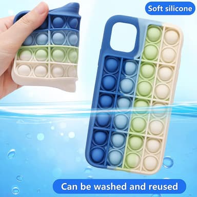iPhone 11 Pro -kotelo Fidget-kuplat silikoni sininen / vihreä / valkoinen